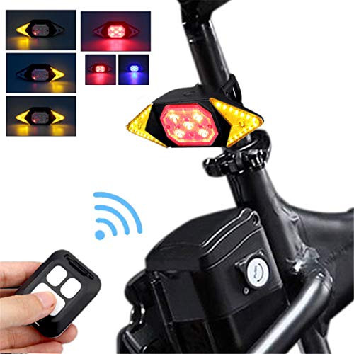 Bike Tail Light with Turn Signals Wireless Remote Control Red Rear Light USB Rechargeable Cycling Back Light fit Mountain Road Commuting Bicycle upgrade Bike Tail Light with Turn Signals 5 Modes