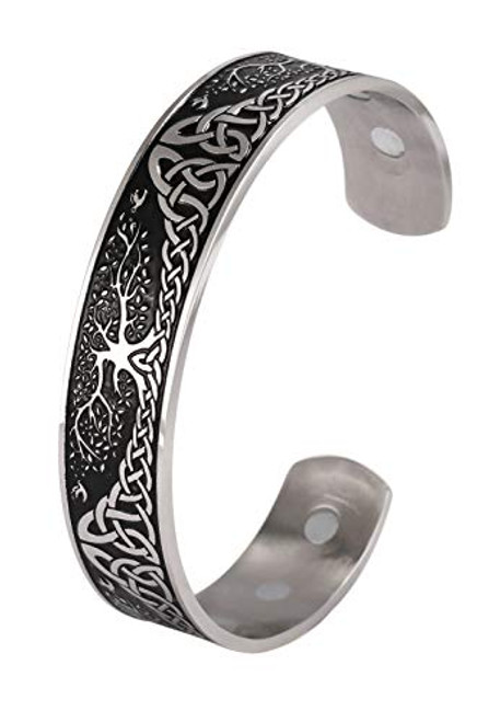 VASSAGO Stainless Steel Tree of Life Magnetic Therapy Energy Cuff Bangle Viking Celtic Knot Health Care Healing Bio Health Pain Relief Cuff Jewelry Bracelets for Men VASSAGO Stainless Steel Tree of Life Magnetic Therapy Energy Cuff Bangle Viking Celtic Knot Health Care Healing Bio Health Pain Relief Cuff Jewelry Bracelets for Men
