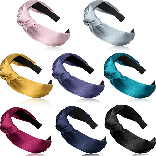 8 Pieces Silk Headbands Wide Headbands Knot Turban Headband Hair Band Elastic Hair Accessories for Women and Girls 8 Colors Color 3 8 Pieces Silk Headbands Wide Headbands Knot Turban Headband Hair Band Elastic Hair Accessories for Women and Girls 8 Colors Color 3