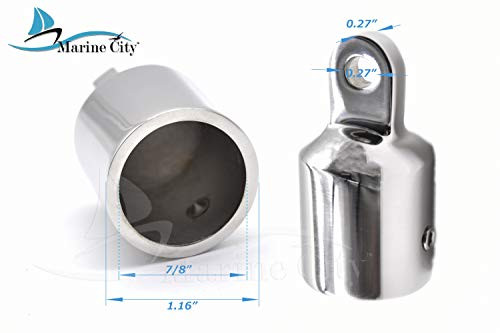 MARINE CITY 316 StainlessSteel 78 Inches Round Outside Eye End for Bimini Top 1 Pcs