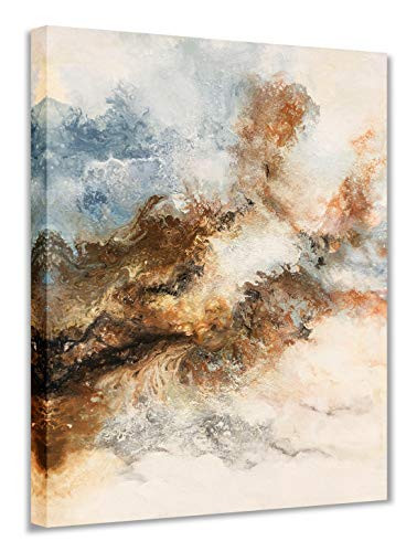 Yihui Arts Modern Wall Art Abstarct Canvas Prints Wall Art for Home Modern Oil Paintings Hand Painted Blue Pictures for Living Room Bedroom Stretched Ready to Hang 20Wx28L