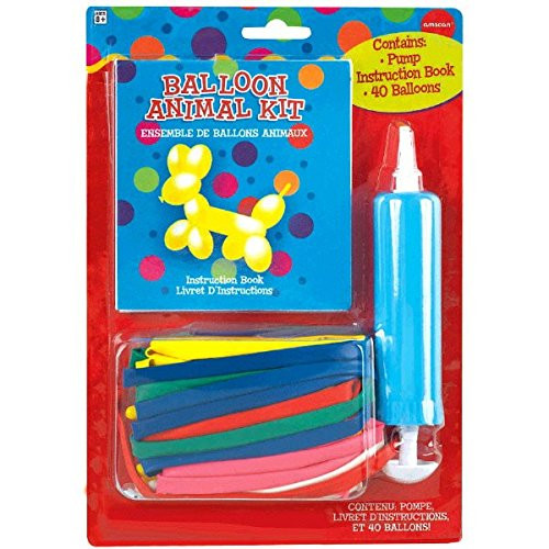Party Perfect Latex Balloon Animals Kit with Pump Decoration, 40 Pieces, Made from Latex, Assorted Colors, 11" by Amscan