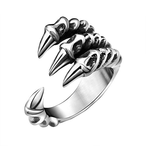 FANSING Mens Biker Ring Punk Dragon Claw Rings Stainless Steel Casting Black Size 9