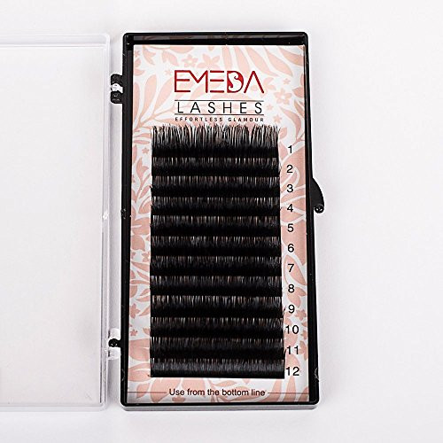 Eyelash Extensions D Curl 10 Lash Extension 16 Rows 010mm Classic Single Individual Lashes by EMEDA 010mm D 14mm