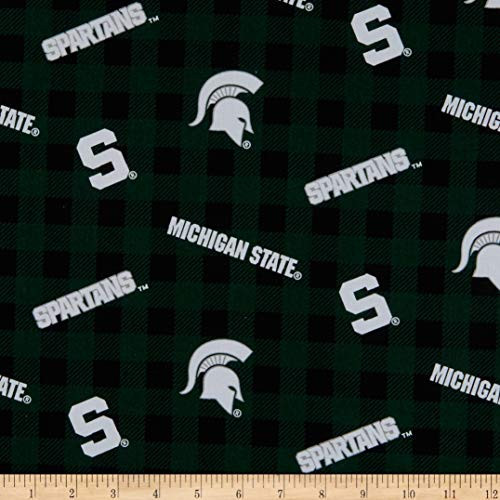 Sykel Enterprises NCAA Michigan State Spartans Buffalo Plaid Cotton GreenBlack Yard Sykel Enterprises NCAA Michigan State Spartans Buffalo Plaid Cotton GreenBlack Yard