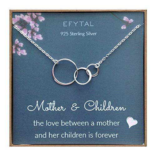 Mom 2 Children Necklace Sterling Silver 