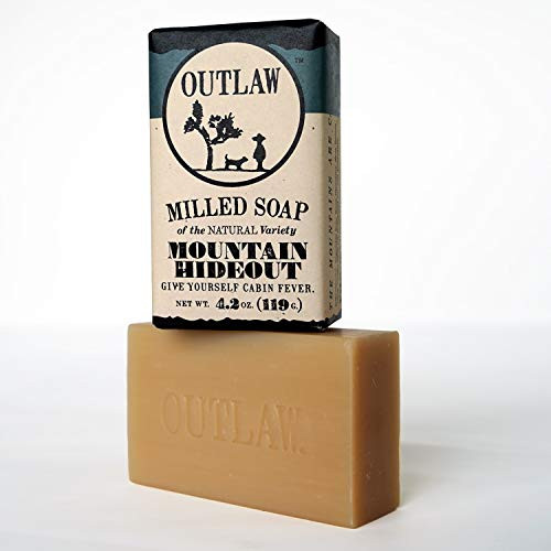 Outlaw The Mountain Hideout Milled Soap  In The Mountains Youre Free  Pine Forest Damp Earth and Campfire in the Breeze  Mens or Womens Bar Soap  2 Pack