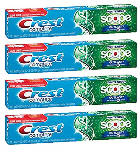 Crest Complete Multi Benefit Whitening Toothpaste with Scope Outlast Fresh Breath Mint 58 Ounce Pack of 4