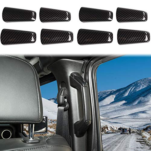 Voodonala for Jeep JL ABS Carbon Fiber AB Pillar Grab Handles Trim for 20182020 Jeep Wrangler JL JLU Gladiator JT 8pcs