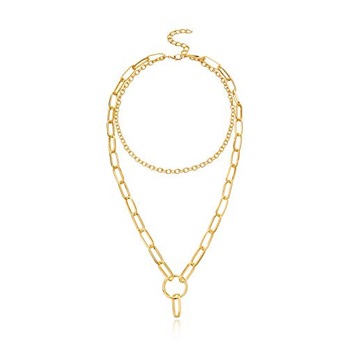 Aetorgc Punk Layered Necklace Chain Round Pendant Necklaces Jewelry for Women and Girls Gold Aetorgc Punk Layered Necklace Chain Round Pendant Necklaces Jewelry for Women and Girls Gold