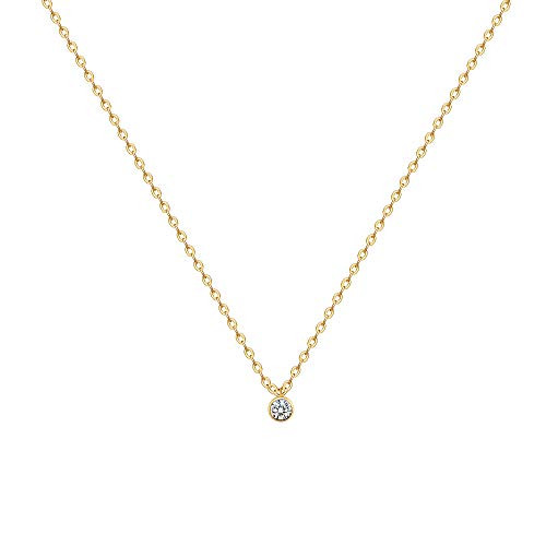 Valloey 14K Gold Filled Round Created Diamond Opal Choker Necklace Opal Tiny Dot Necklaces for Womenroundtiny