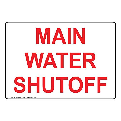 Main Water Shutoff Sign 7x5 inch Aluminum for Emergency Response by ComplianceSigns