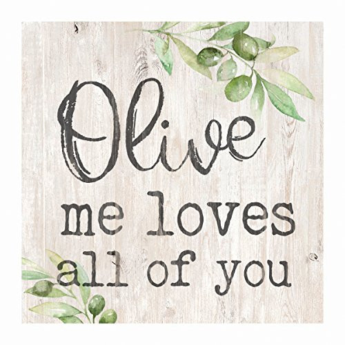 P Graham Dunn Olive Me Loves All of You Whitewash 3.5 x 3.5 Inch Pine Wood Tabletop Block Sign