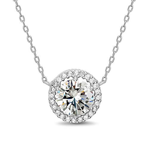 Devin Rose Rhodium Plated Sterling Silver Round Halo Pendant Necklace on 18 Necklace for Women made with Swarovski Crystals Crystal Imitation April Birthstone Devin Rose Rhodium Plated Sterling Silver Round Halo Pendant Necklace on 18 Necklace for Women made with Swarovski Crystals Crystal Imitation April Birthstone