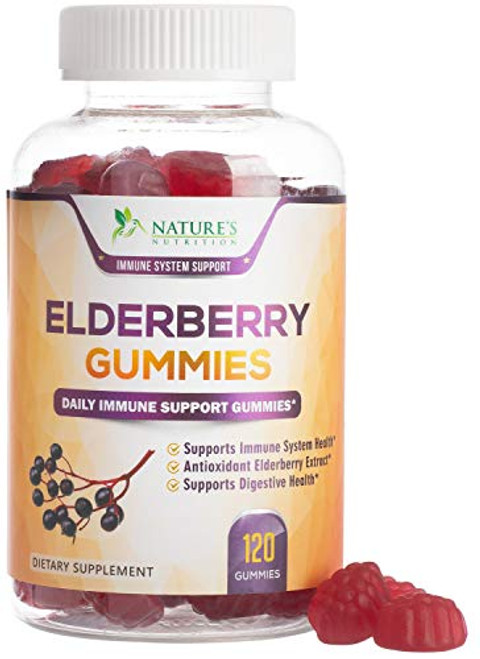 Elderberry Gummies Extra Strength Sambucus Gummy  Natural Immune System Support  Best Supplement with Vitamin C  Zinc for Children  Adults  120 Gummies