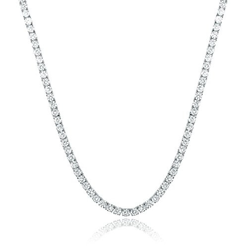 18K White Gold Plated 400mm Round Cubic Zirconia Classic Tennis Necklace 18 Inch 18K White Gold Plated 400mm Round Cubic Zirconia Classic Tennis Necklace 18 Inch