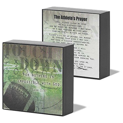 Dicksons Nothing Is Impossible With God Football Onyx 3 x 3 Wood Wall Sign Plaque