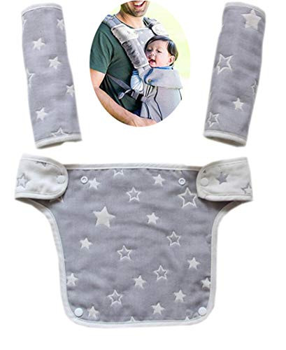 Baby Carrier Reversible Teething Drool Pads Fits Ergobaby Four Position 360 3Piece Set for Most Baby Carrier Grey Star