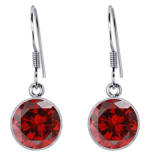 185 Ct Round Red Garnet Dangle 925 Sterling Silver Earrings For Women By Orchid Jewelry  A Perfect Birthstone For January