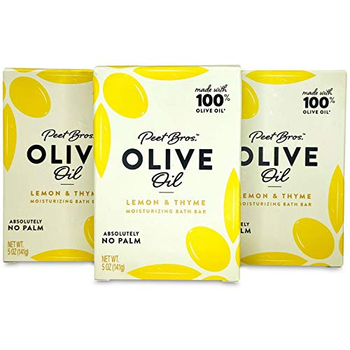 Peet Bros Palm OilFree Olive Oil Bar Soap 5oz  Lemon  Thyme 3 Pack