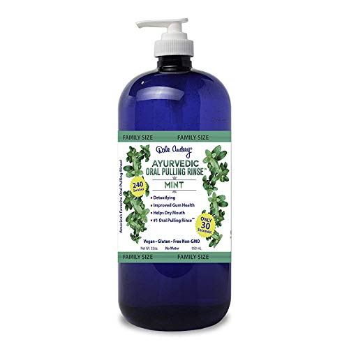 Dale Audrey  Oil Pulling Ayurvedic Mouthwash Family Size  Natural Mint Oral Health Rinse Whitens Teeth Healthy Gums 32 oz  Organic Vegan  Cruelty Free