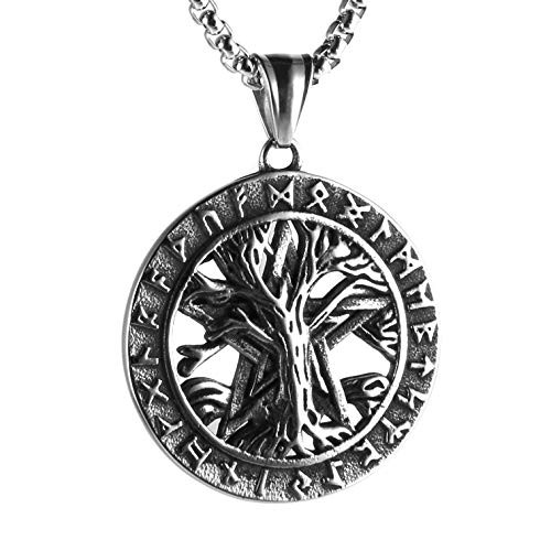 HZMAN Norse Vikings Runes Amulet Pendant Necklace The Tree Of Life Pentagram Runes Pendant Necklace Nordic Talisman HZMAN Norse Vikings Runes Amulet Pendant Necklace The Tree Of Life Pentagram Runes Pendant Necklace Nordic Talisman