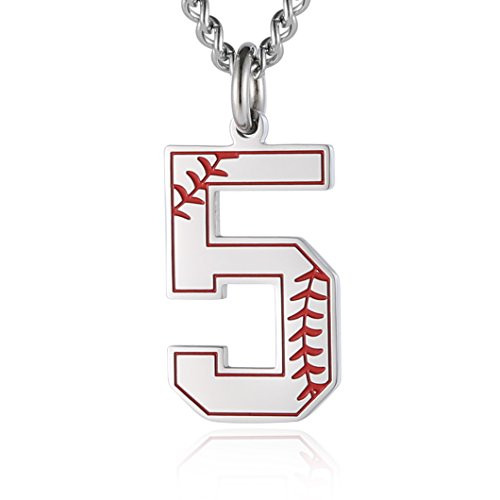 HZMAN Baseball Initial Pendant Necklace Inspiration Baseball Jersey Number 09 Charms Stainless Steel Necklace
