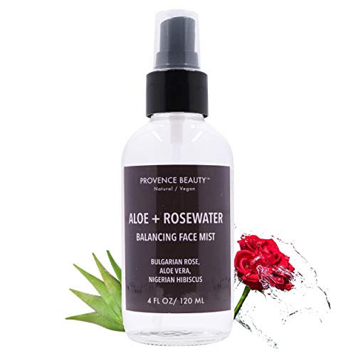 Aloe Vera and Rosewater Facial Mist  Balancing Refreshing and Soothing Facial Mist  Infused with Bulgarian Rose and Hibiscus  4 Fl Oz