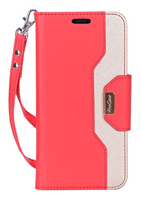 ProCase Wallet Case for iPhone XR Folio Flip Case with Kickstand Card Holders Mirror Wristlet Folding Stand Protective Cover for Apple iPhone XR 61 2018 Release Red