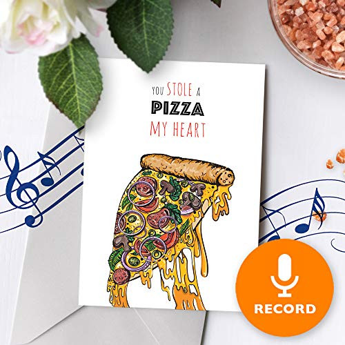 Funny Love Card With Music  Cute Valentines Day Card Cheesy Musical Greeting Card Happy Valentines Day Pizza Pun Card 10270 120 Second Recordable