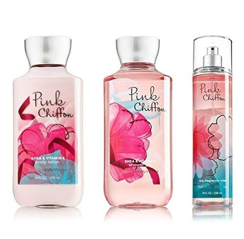 Bath  Body Works Pink Chiffon Set  Shower Gel 10oz Fragrance Mist 8oz  Body Lotion 8oz