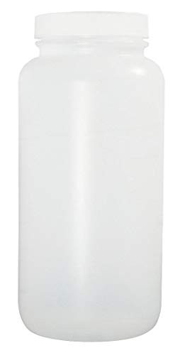 Qorpak PLC03550 HDPE Collared Wide Mouth Round Bottle with 89400 White Polypropylene SturdeeSeal Polyethylene Foam Lined Cap 128 oz Natural Pack of 4