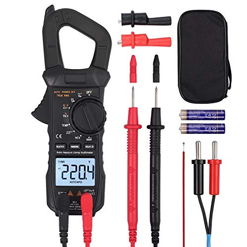 Digital Clamp Meter TRMS 600A AC Current ACDC Voltage 6000 Counts NCV Continuity Capacitance Resistance Frequency Diode Hz Test Square Wave
