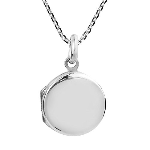 AeraVida Cute Plain Round Locket 925 Sterling Silver Pendant Necklace