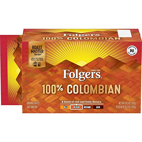 Folgers 100 Colombian Medium Roast Ground Coffee Brick 103 Ounces Pack of 12