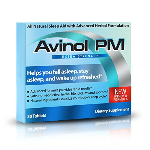 Avinol PM Extra Strength  AllinOne Natural Sleep Aid for Deep Restful Sleep  Relieve Insomnia  Jet Lag 30 ct