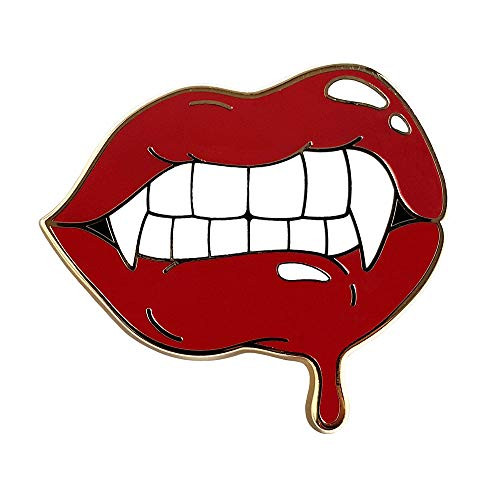 Pinsanity Red Vampire Lips and Fangs Enamel Lapel Pin