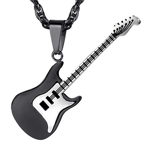 PROSTEEL Guitar Pendant Necklace Stainless Steel Gifts for Musicians Guitar Player Guitar Charm Music Lover Jewelry Men Women Black Necklace PROSTEEL Guitar Pendant Necklace Stainless Steel Gifts for Musicians Guitar Player Guitar Charm Music Lover Jewelry Men Women Black Necklace