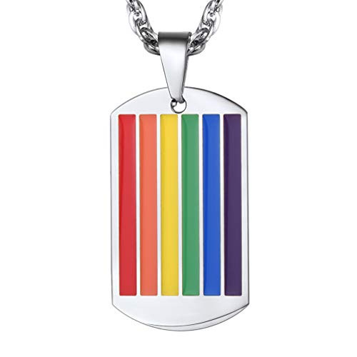 PROSTEEL LGBT Gay Pride Jewelry Stainless Steel Rainbow Dog Tag Dogtag Pendant Gift Men Women Lesbian Pride Necklace PROSTEEL LGBT Gay Pride Jewelry Stainless Steel Rainbow Dog Tag Dogtag Pendant Gift Men Women Lesbian Pride Necklace