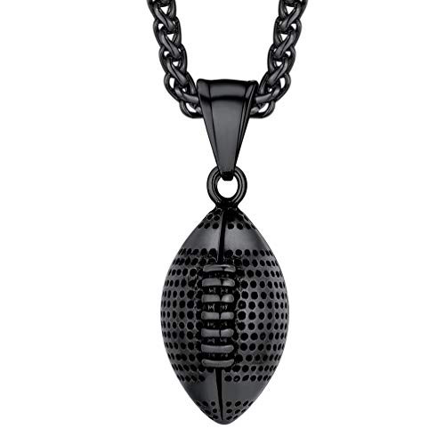 PROSTEEL Black Soccer American Football Necklaces Pendant Chain Stainless Steel Trendy Women Men Sport Fan Jewelry Gift Soccer Charm Necklace PROSTEEL Black Soccer American Football Necklaces Pendant Chain Stainless Steel Trendy Women Men Sport Fan Jewelry Gift Soccer Charm Necklace