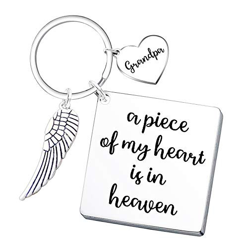 Grandpa Memorial Keychain Angel Wing A Piece of My Heart is in Heaven Remembrance Sympathy Gift