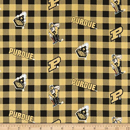 Sykel Enterprises NCAA Purdue Boilermakers Buffalo Plaid Cotton Black Yard