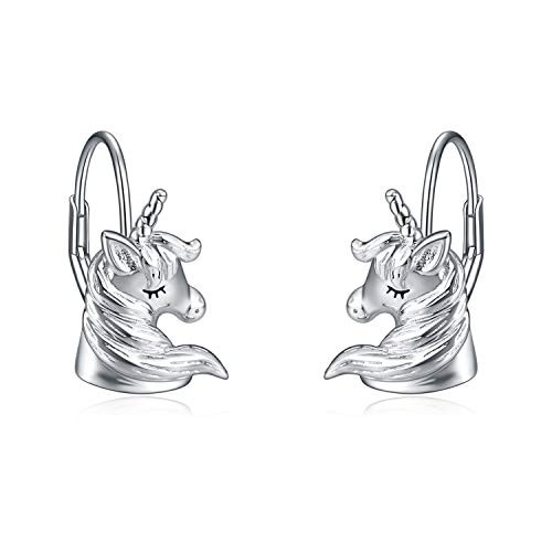 Unicorn Earrings Sterling Silver Small Unicorn Leverback Dangle Hoop Earrings Hoops Jewelry Dangles Gifts for women Teen Girls Unicorn Earrings Sterling Silver Small Unicorn Leverback Dangle Hoop Earrings Hoops Jewelry Dangles Gifts for women Teen Girls