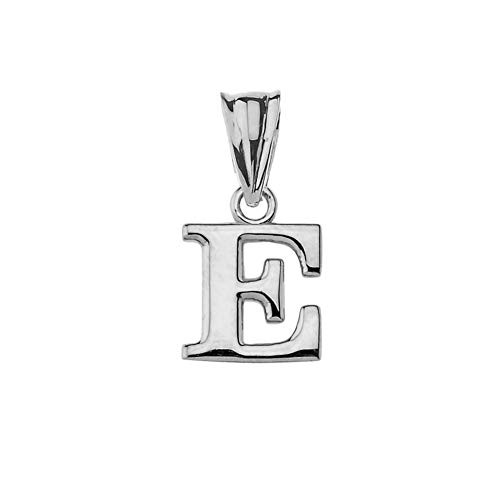 Fine Personalized Initial E Charm Pendant in Solid Sterling Silver