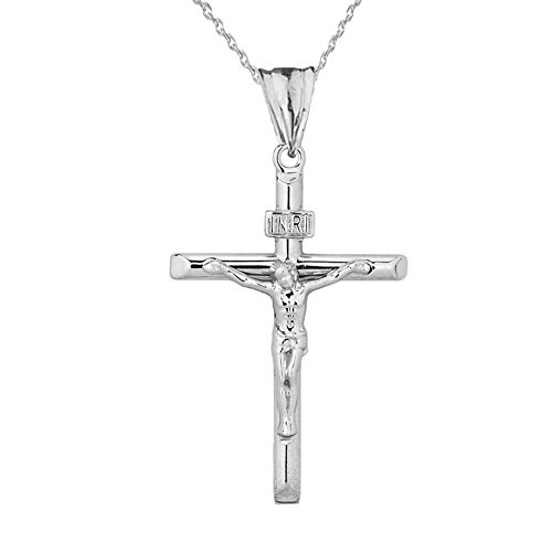 Fine Jesus Christ INRI Crucifix Cross Pendant Necklace 117 in Solid Sterling Silver 20 chain Fine Jesus Christ INRI Crucifix Cross Pendant Necklace 117 in Solid Sterling Silver 20 chain