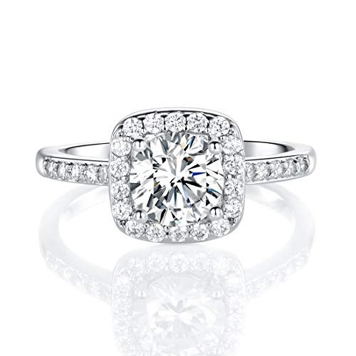 MDFUN 18K White Gold Plated Cubic Zirconia Promise Halo Engagement Promise Eternity Ring for Women RhodiumPlatedBrass 9 MDFUN 18K White Gold Plated Cubic Zirconia Promise Halo Engagement Promise Eternity Ring for Women RhodiumPlatedBrass 9