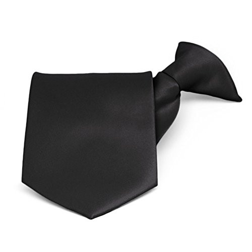 TieMart Mens Solid Black ClipOn Necktie