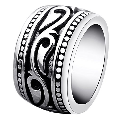 enhong Stainless Steel Rings for Men Vintage Biker Wide Band Ring Size 10