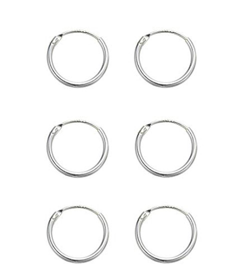 Small Silver Hoop Earrings for Cartilage  3 Pairs 8mm Mini Hoop Earrings Endless Small Hoop Earrings Set for Tragus Nose Lip Rings Hypoallergenic 925 Sterling Silver Hoop Earrings for Women Men Gifts