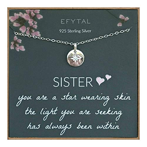 EFYTAL Sister Gifts from Sister 925 Sterling Silver Star Necklace Birthday Jewelry Gift Necklaces for Sisters Best Friend EFYTAL Sister Gifts from Sister 925 Sterling Silver Star Necklace Birthday Jewelry Gift Necklaces for Sisters Best Friend